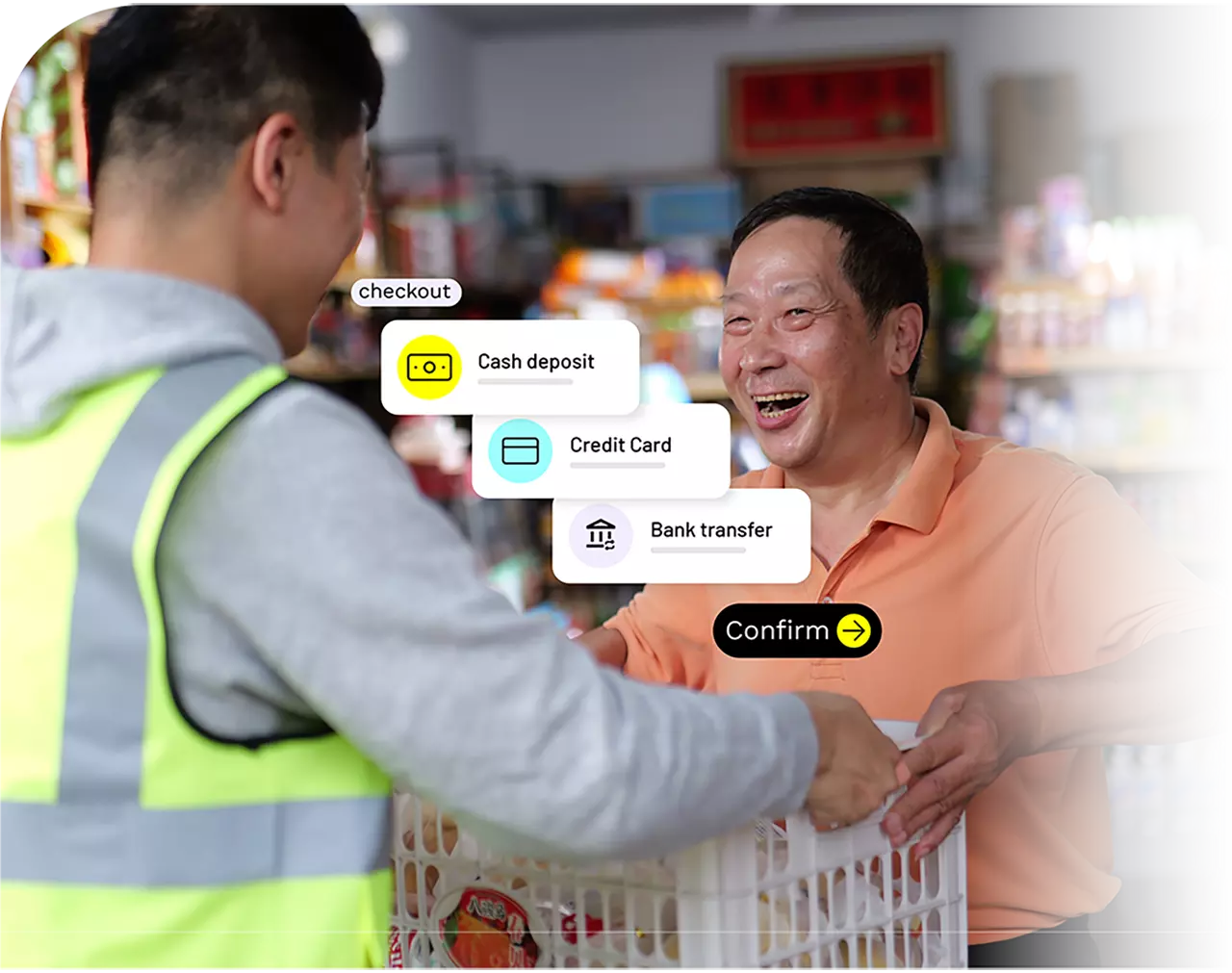BEES flexible checkout campaign visual inside a retail shop